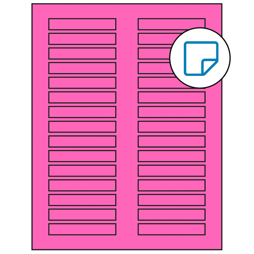 3" x 0.5" Fluorescent Pink Rectangular Sheet Labels - Removable Adhesive