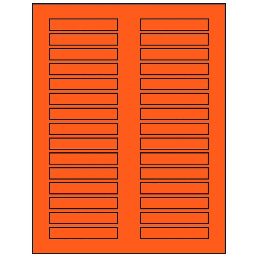 3" x 0.5" Fluorescent Red Rectangular Sheet Labels