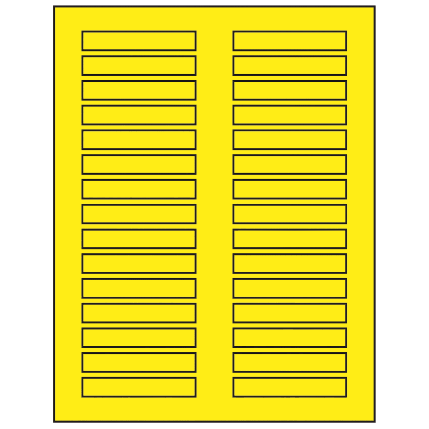 3" x 0.5" Fluorescent Yellow Rectangular Sheet Labels