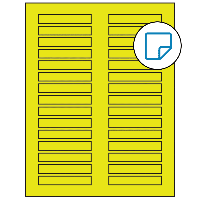 3" x 0.5" Fluorescent Yellow Rectangular Sheet Labels - Removable Adhesive