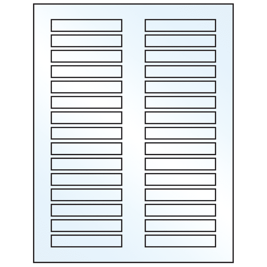 3" x 0.5" White Mid Gloss Rectangular Sheet Labels
