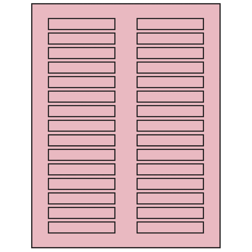 3" x 0.5" Pastel Pink Rectangular Sheet Labels