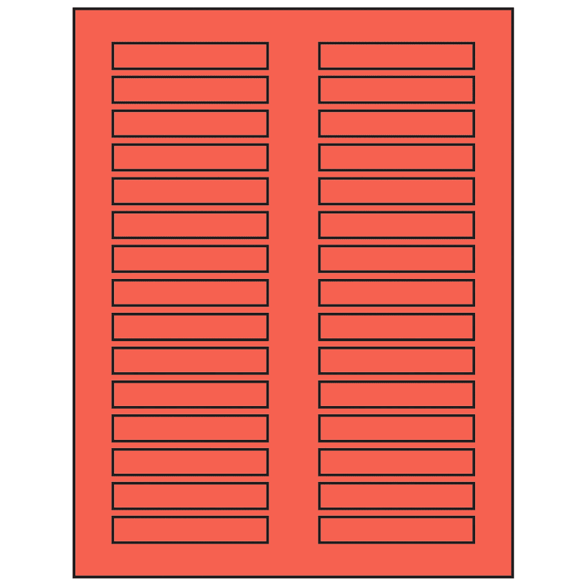 3" x 0.5" Red Rectangular Sheet Labels