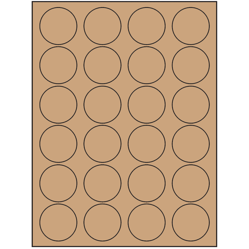1.625" Brown Kraft Circular Sheet Labels