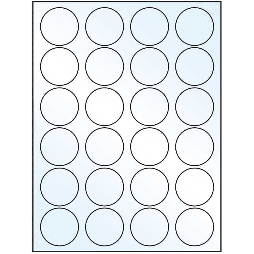 1.625" Crystal Clear Circular Sheet Labels