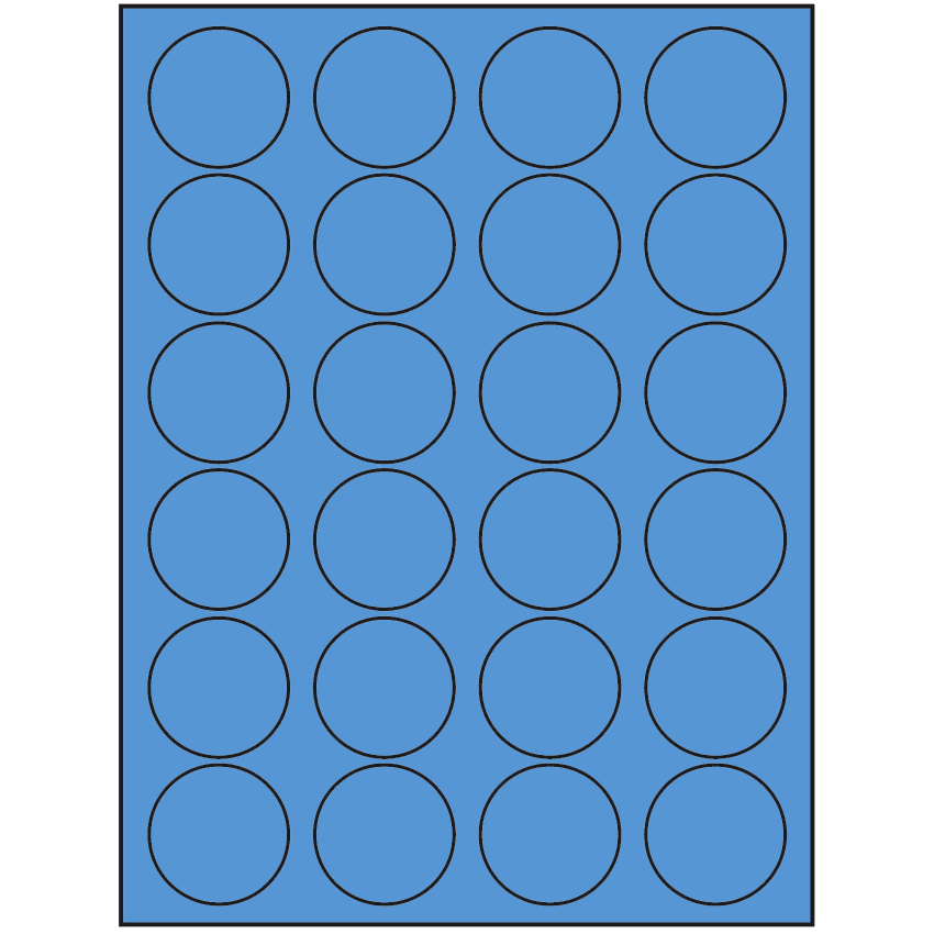 1.625" Fluorescent Blue Circular Sheet Labels