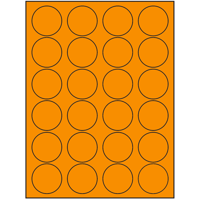 1.625" Fluorescent Orange Circular Sheet Labels