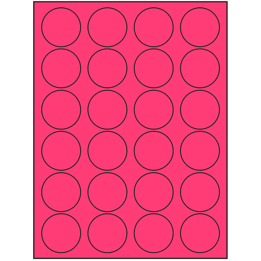 1.625" Fluorescent Pink Circular Sheet Labels