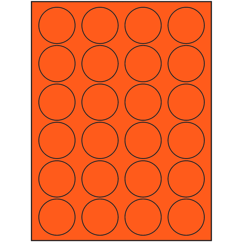 1.625" Fluorescent Red Circular Sheet Labels