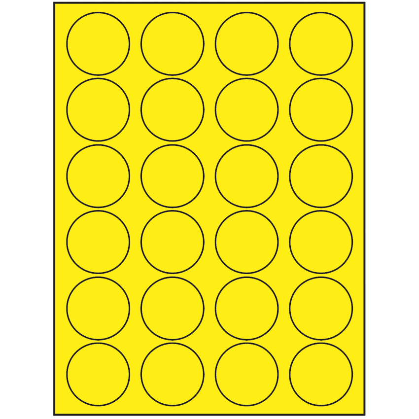 1.625" Fluorescent Yellow Circular Sheet Labels