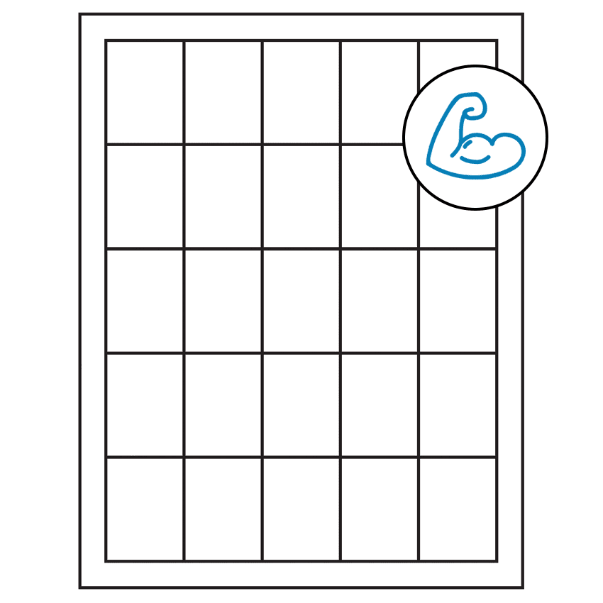 1.5" x 2" White Rectangular Sheet Labels - Ultra Aggressive Adhesive