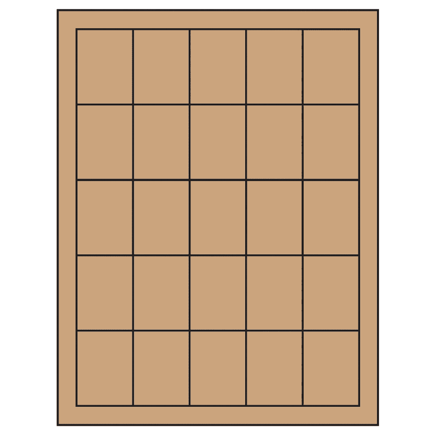 1.5" x 2" Brown Kraft Rectangular Sheet Labels