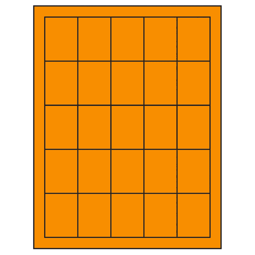 1.5" x 2" Fluorescent Orange Rectangular Sheet Labels