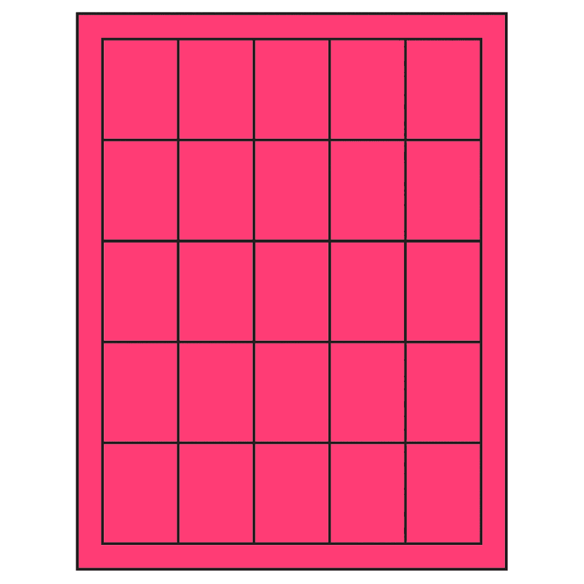1.5" x 2" Fluorescent Pink Rectangular Sheet Labels