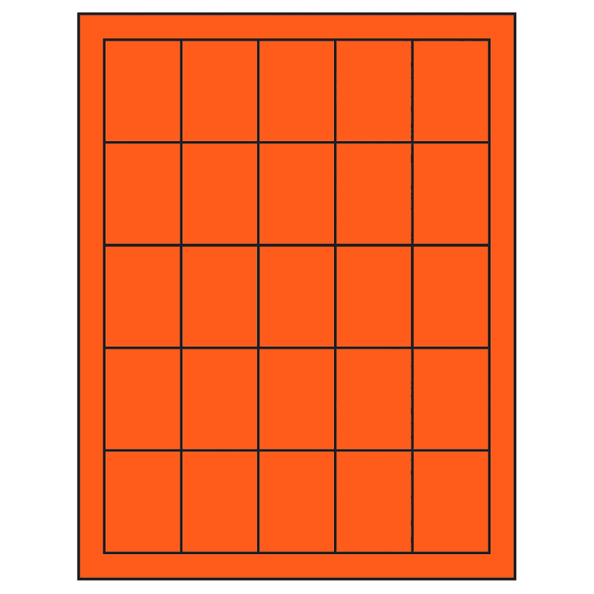 1.5" x 2" Fluorescent Red Rectangular Sheet Labels