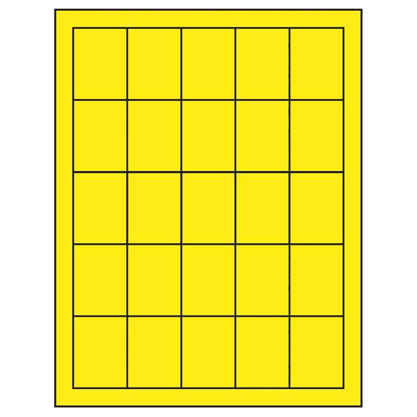 1.5" x 2" Fluorescent Yellow Rectangular Sheet Labels