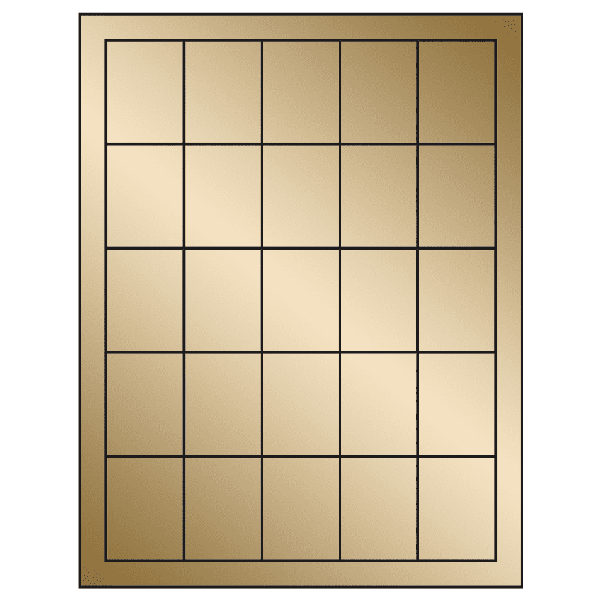 1.5" x 2" Gold Foil Rectangular Sheet Labels
