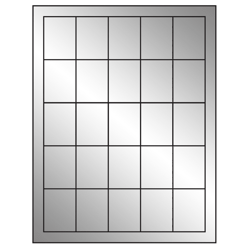 1.5" x 2" Silver Foil Rectangular Sheet Labels