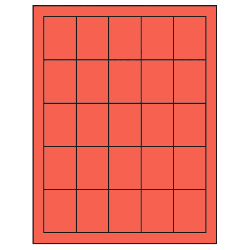 1.5" x 2" Red Rectangular Sheet Labels
