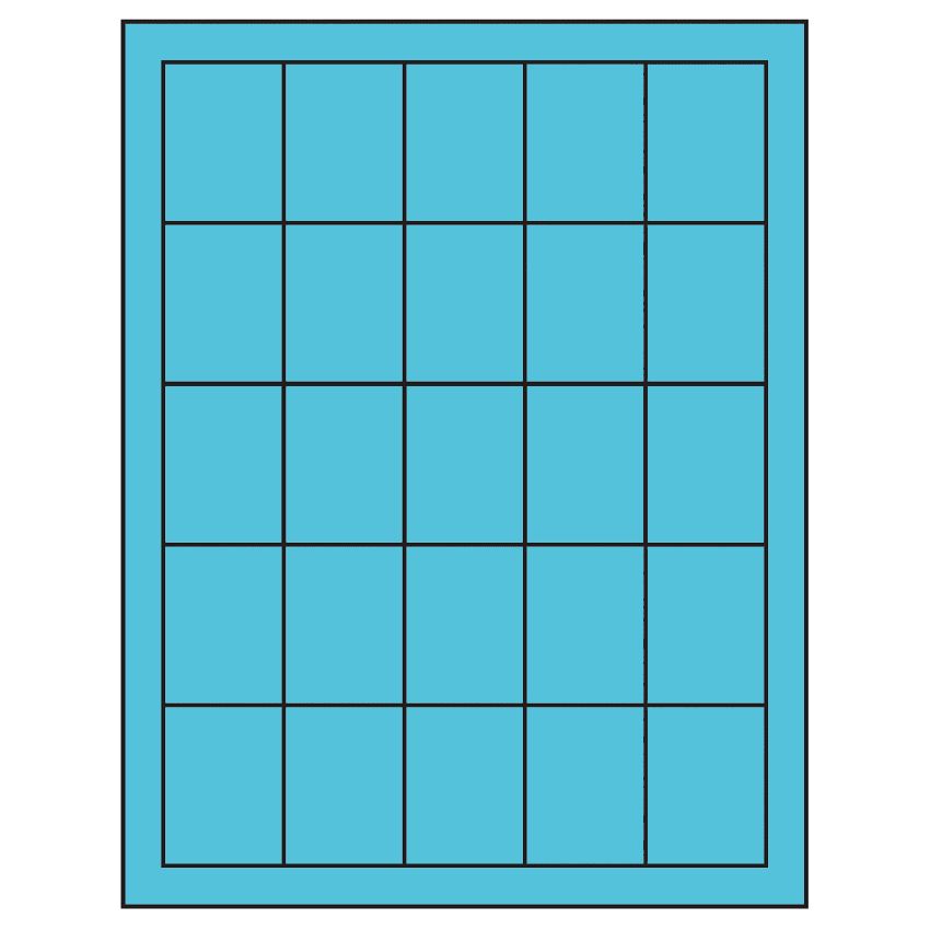 1.5" x 2" Turquoise Rectangular Sheet Labels
