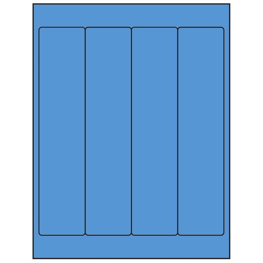 2" x 9" Fluorescent Blue Rectangular Sheet Labels