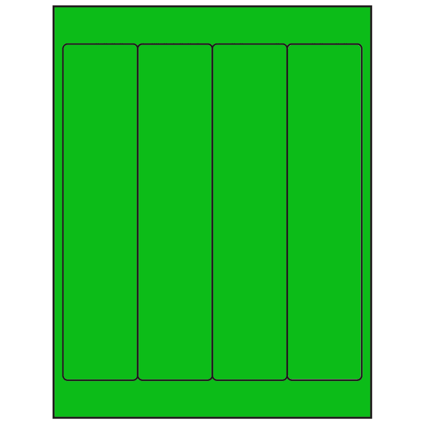 2" x 9" Fluorescent Green Rectangular Sheet Labels