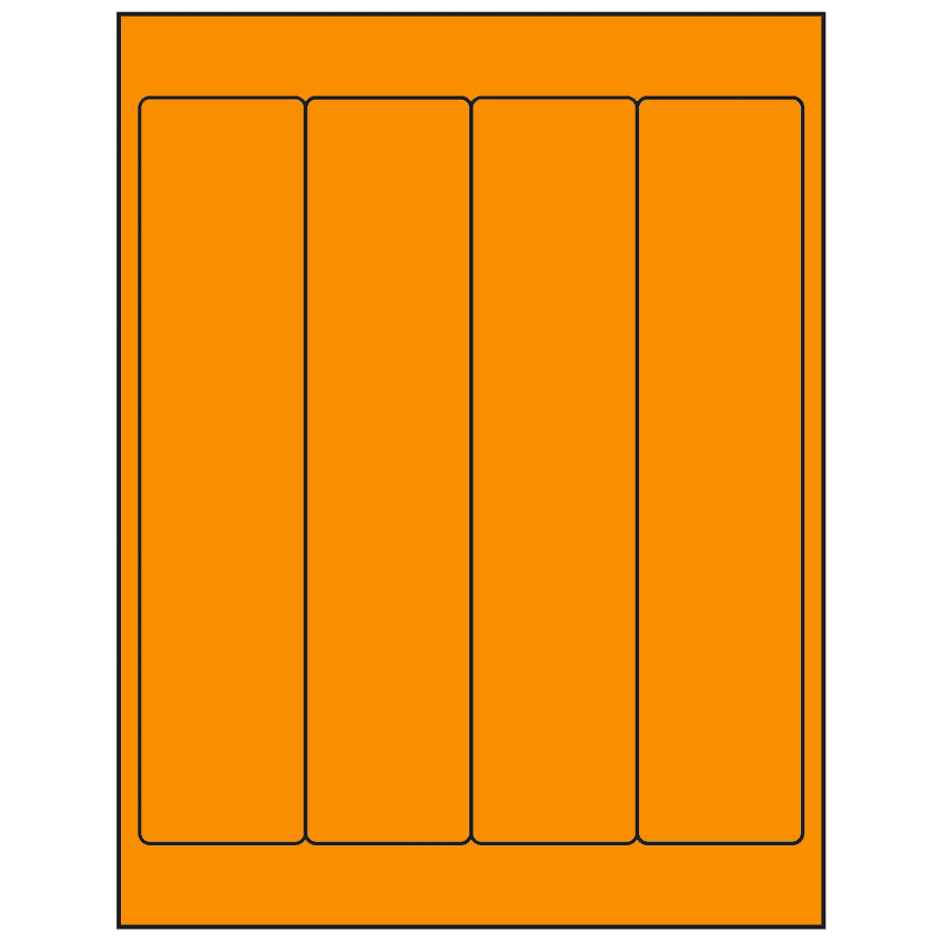 2" x 9" Fluorescent Orange Rectangular Sheet Labels