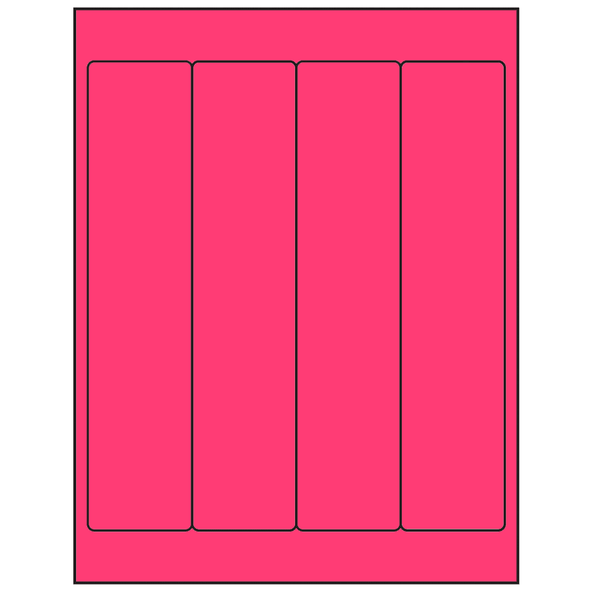2" x 9" Fluorescent Pink Rectangular Sheet Labels