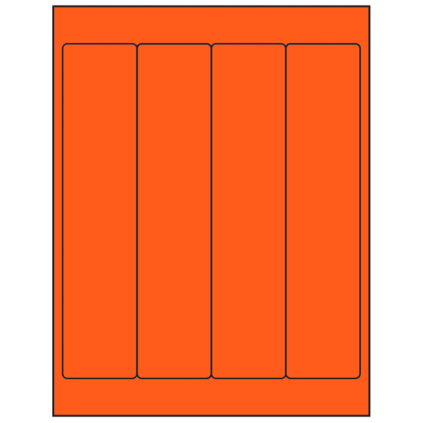 2" x 9" Fluorescent Red Rectangular Sheet Labels