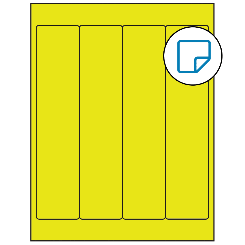 2" x 9" Fluorescent Yellow Rectangular Sheet Labels - Removable Adhesive
