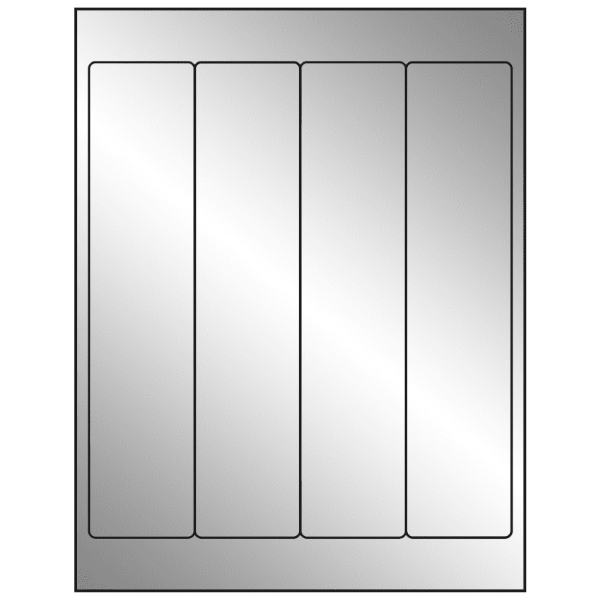2" x 9" Silver Foil Rectangular Sheet Labels