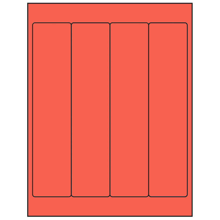 2" x 9" Red Rectangular Sheet Labels