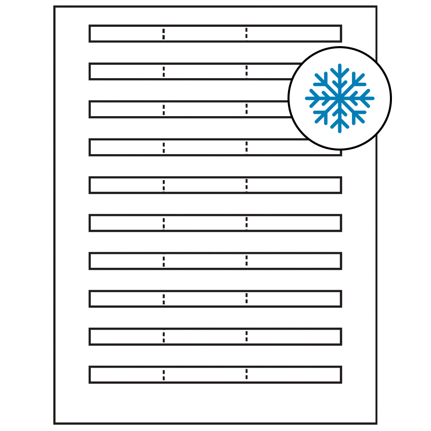 6.64" x 0.42" White Rectangular Sheet Labels - Freezer Grade Adhesive