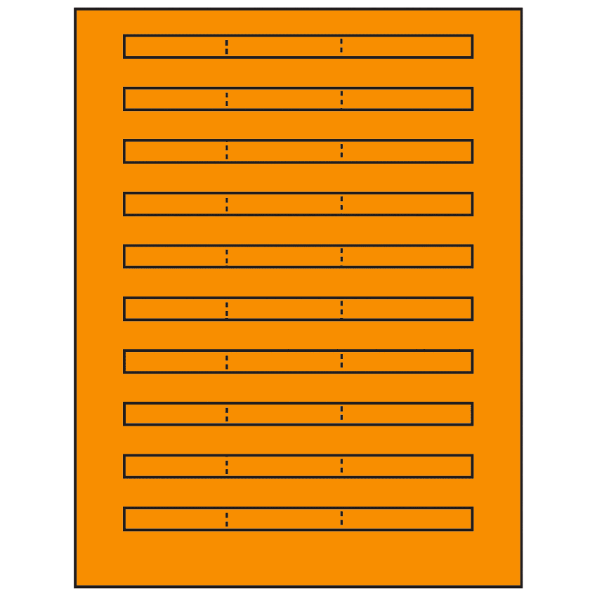 6.64" x 0.42" Fluorescent Orange Rectangular Sheet Labels