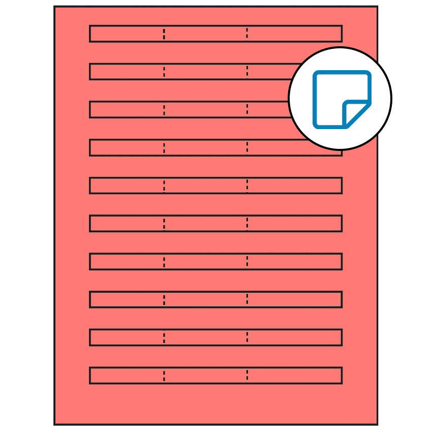 6.64" x 0.42" Fluorescent Red Rectangular Sheet Labels - Removable Adhesive