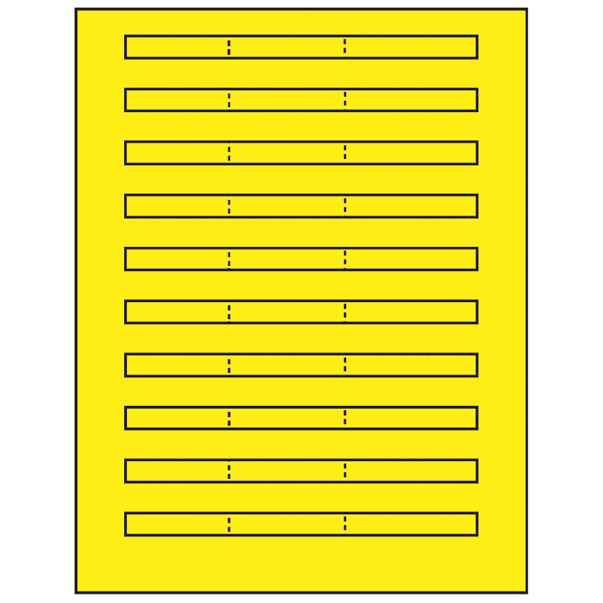 6.64" x 0.42" Fluorescent Yellow Rectangular Sheet Labels