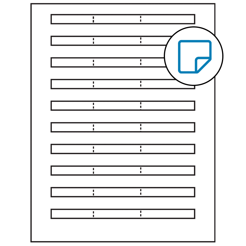 6.64" x 0.42" White Rectangular Sheet Labels - Removable Adhesive