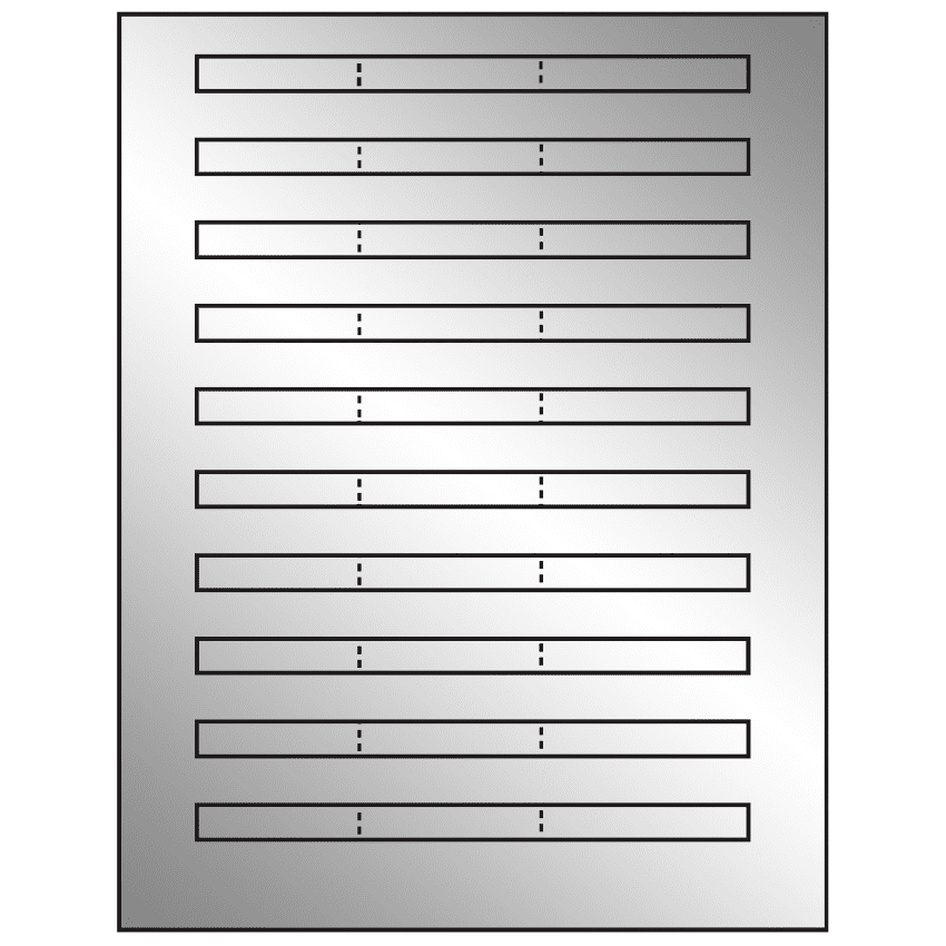 6.64" x 0.42" Silver Foil Rectangular Sheet Labels