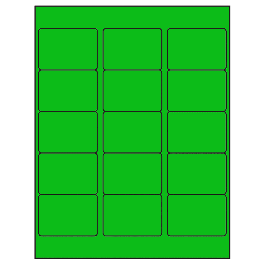 2.5625" x 1.8125" Fluorescent Green Rectangular Sheet Labels
