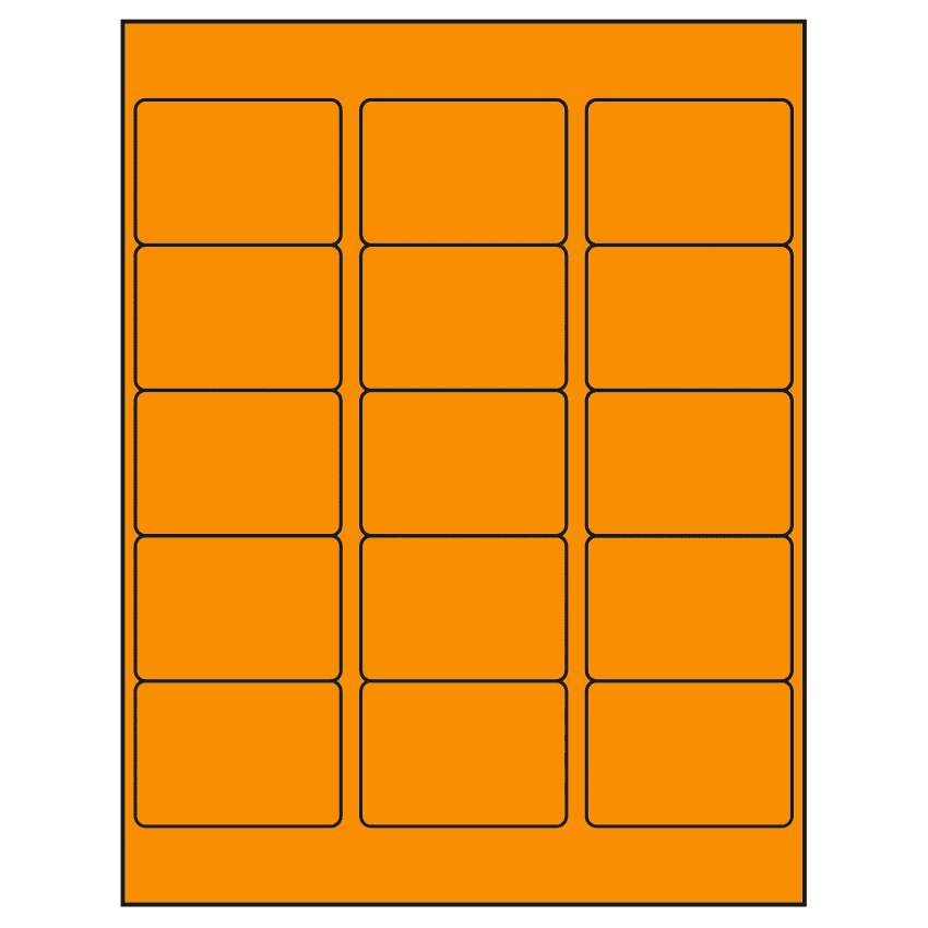 2.5625" x 1.8125" Fluorescent Orange Rectangular Sheet Labels