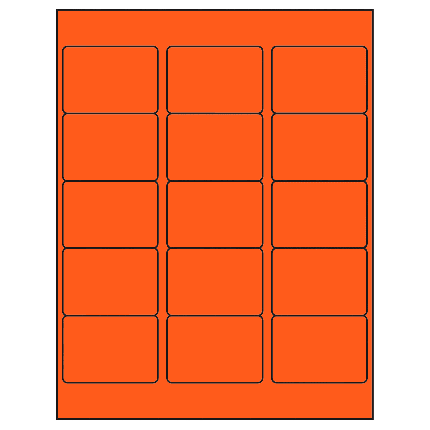 2.5625" x 1.8125" Fluorescent Red Rectangular Sheet Labels