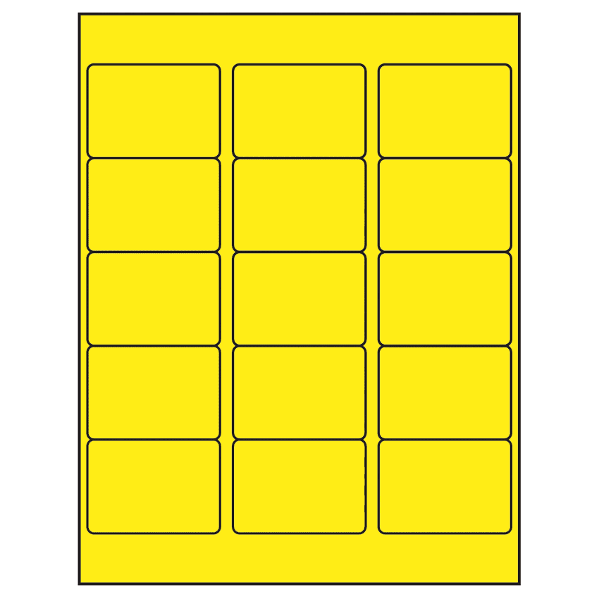 2.5625" x 1.8125" Fluorescent Yellow Rectangular Sheet Labels