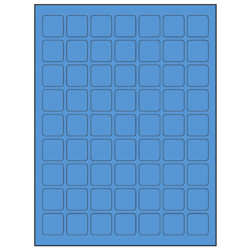 1" x 1" Fluorescent Blue Square Sheet Labels