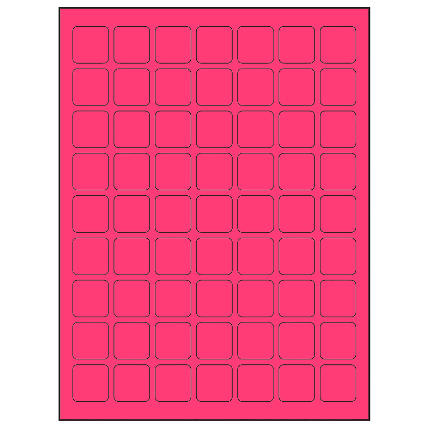 1" x 1" Fluorescent Pink Square Sheet Labels