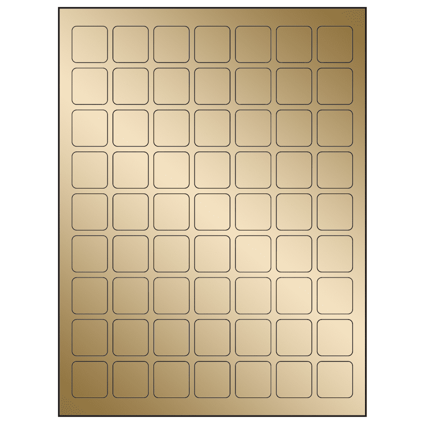 1" x 1" Gold Foil Square Sheet Labels
