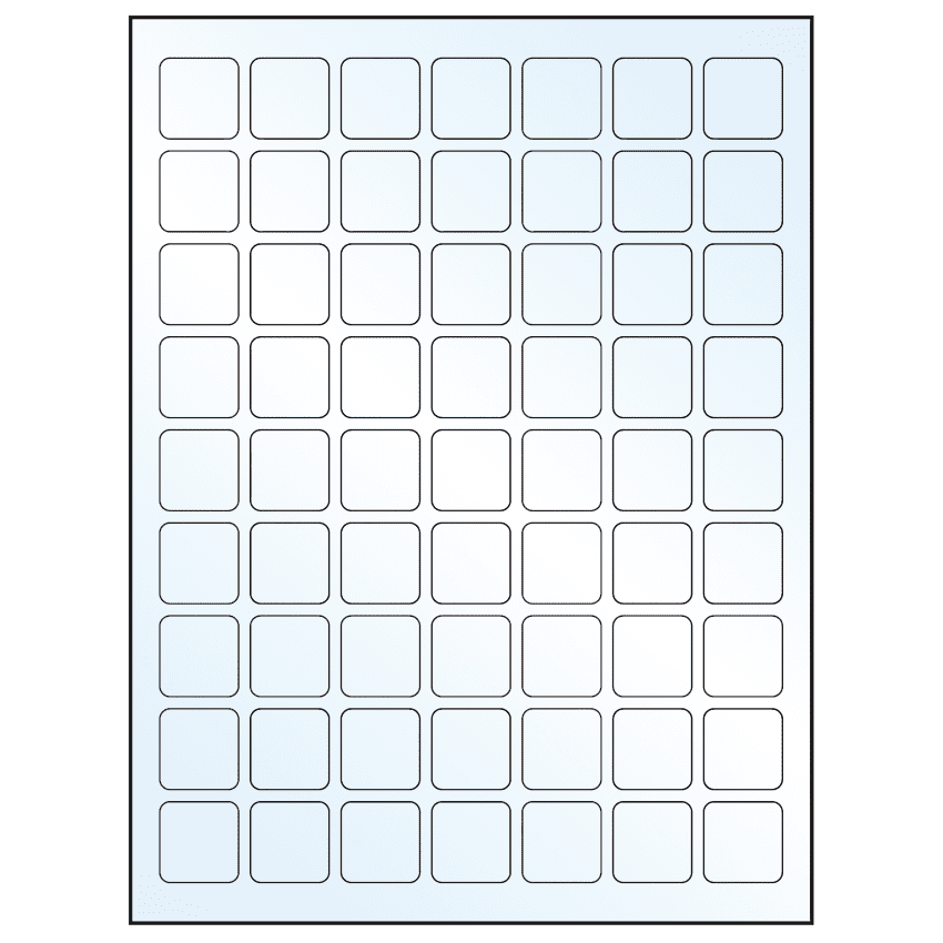 1" x 1" White Mid Gloss Square Sheet Labels
