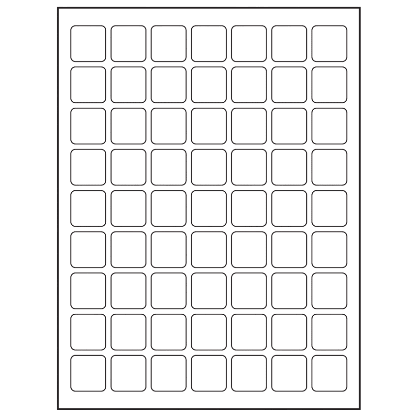 1" x 1" White Matte Litho Square Sheet Labels