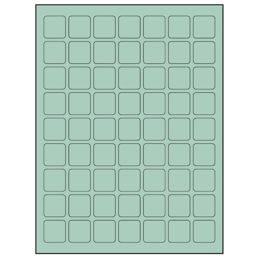 1" x 1" Pastel Green Square Sheet Labels