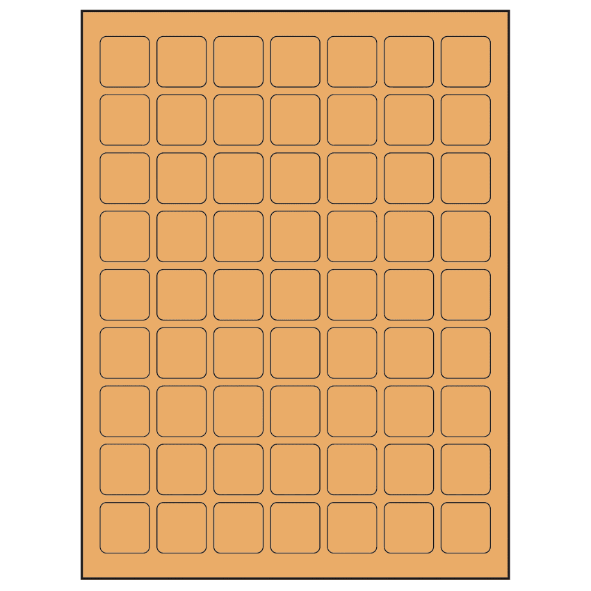 1" x 1" Pastel Orange Square Sheet Labels