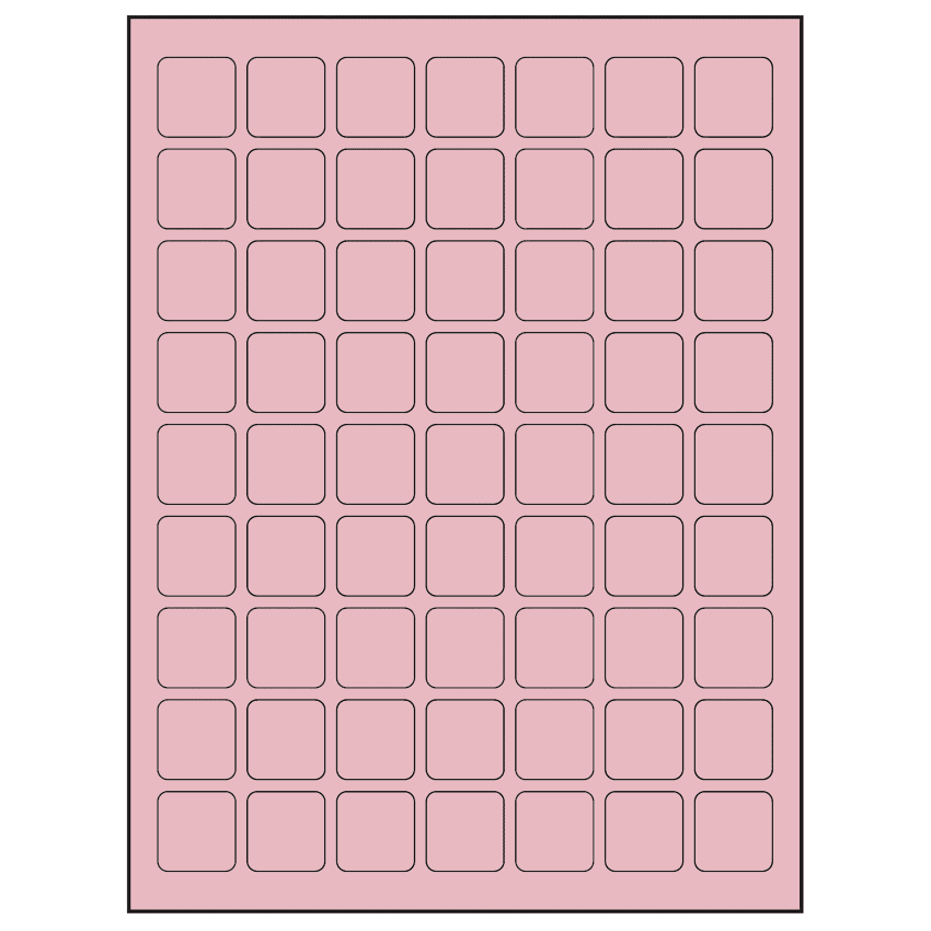 1" x 1" Pastel Pink Square Sheet Labels
